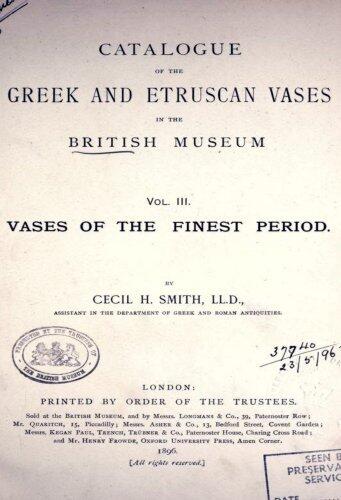 Catalog of the Greek and Etruscan Vases in the British Museum V3