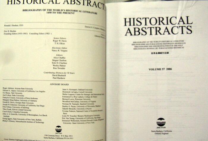Historical Abstracts: Bibliography of the World's Historical Literature, Volume 57, Number 2, 2006, Entries 57:3531-7199