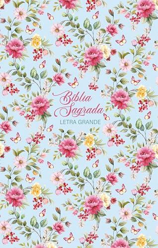 Bíblia NVI Letra Grande, Couro-soft com trilateral decorada, Flores, maximalista, Leitura Perfeita