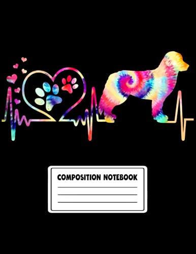 Bernese Mountain Dog Heartbeat Tie Dye Composition Notebook: (8.5 x 11 in) 120 pages, Wide Ruled Journal Notebook For Dog Owners, Puppy Lovers, Use for School, Work, Ideas, Writing