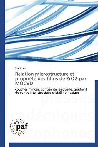 Relation microstructure et propriété des films de ZrO2 par MOCVD: couches minces, contrainte résiduelle, gradient de contrainte, structure cristalline, texture