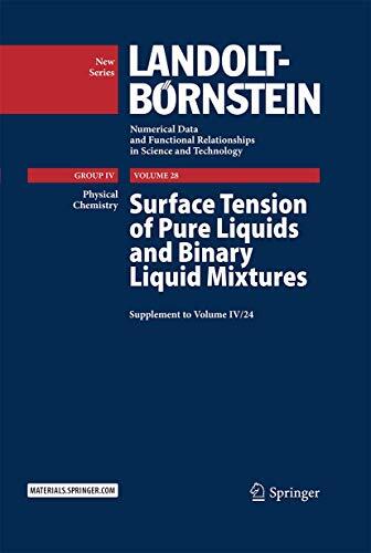 Surface Tension of Pure Liquids and Binary Liquid Mixtures: Supplement to Volume IV/24