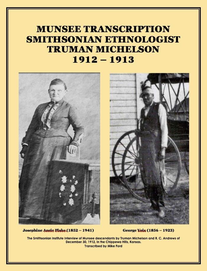 MUNSEE TRANSCRIPTION SMITHSONIAN ETHNOLOGIST TRUMAN MICHELSON 1912-1913