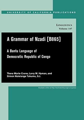 A Grammar of Nzadi: A Bantu Language of Democratic Republic of Congo
