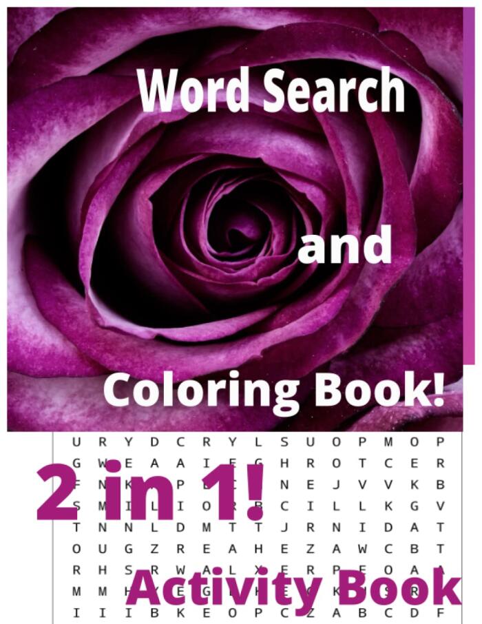 2 in 1 Word search and Coloring book for all ages. 40 puzzles 50 designs with solutions a great package deal. Think and color!!
