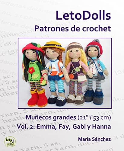 LetoDolls Patrones de crochet Muñecos grandes (21" / 53 cm) Vol. 2: Emma, Fay, Gabi y Hanna