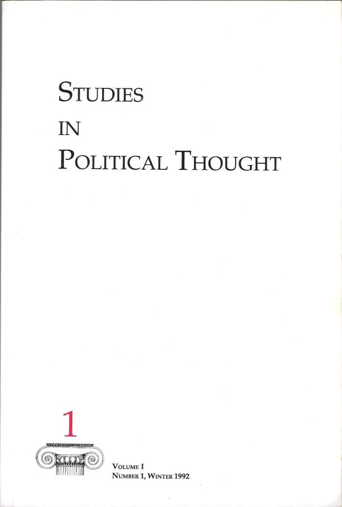 Studies in Political Thought: Winter 1992; Volume I, Number 1