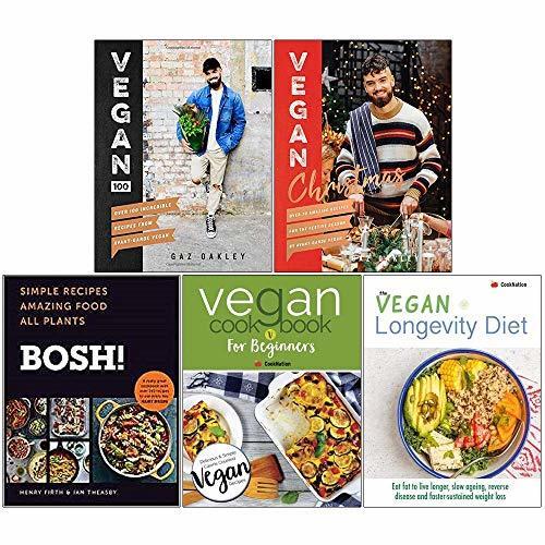 Vegan 100, Vegan Christmas Cookbook, Bosh Simple Recipes, Vegan Cookbook for Beginners, Vegan Longevity Diet: 5 Books Collection Set