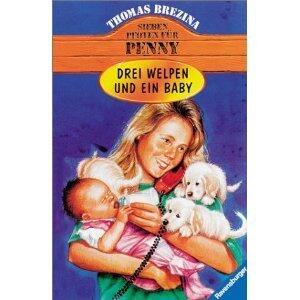 Drei Welpen und ein Baby