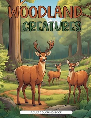 Woodland Creatures Coloring Book: 50 Grey Scale Pages Woodland Animals Woodland Trees