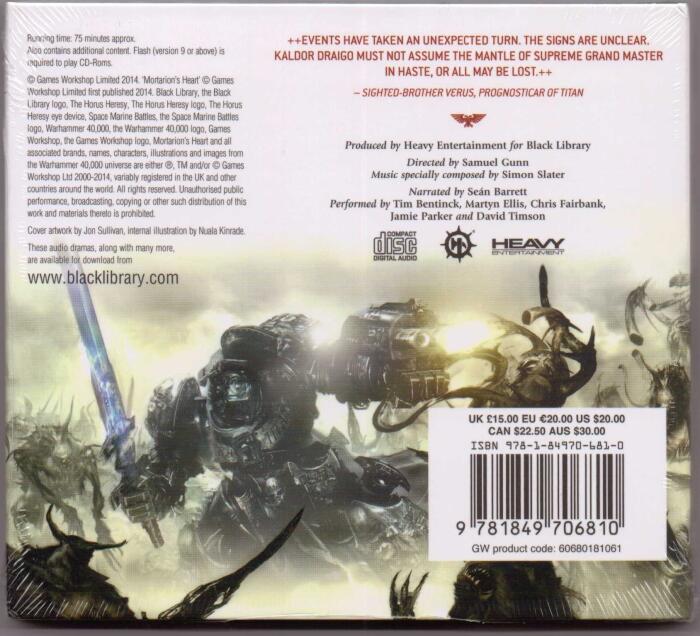 Mortarion's Heart: A Space Marine Battles Audio Drama CD (Warhammer 40,000 WH40K 40K 30K Games Workshop Forgeworld) OOP