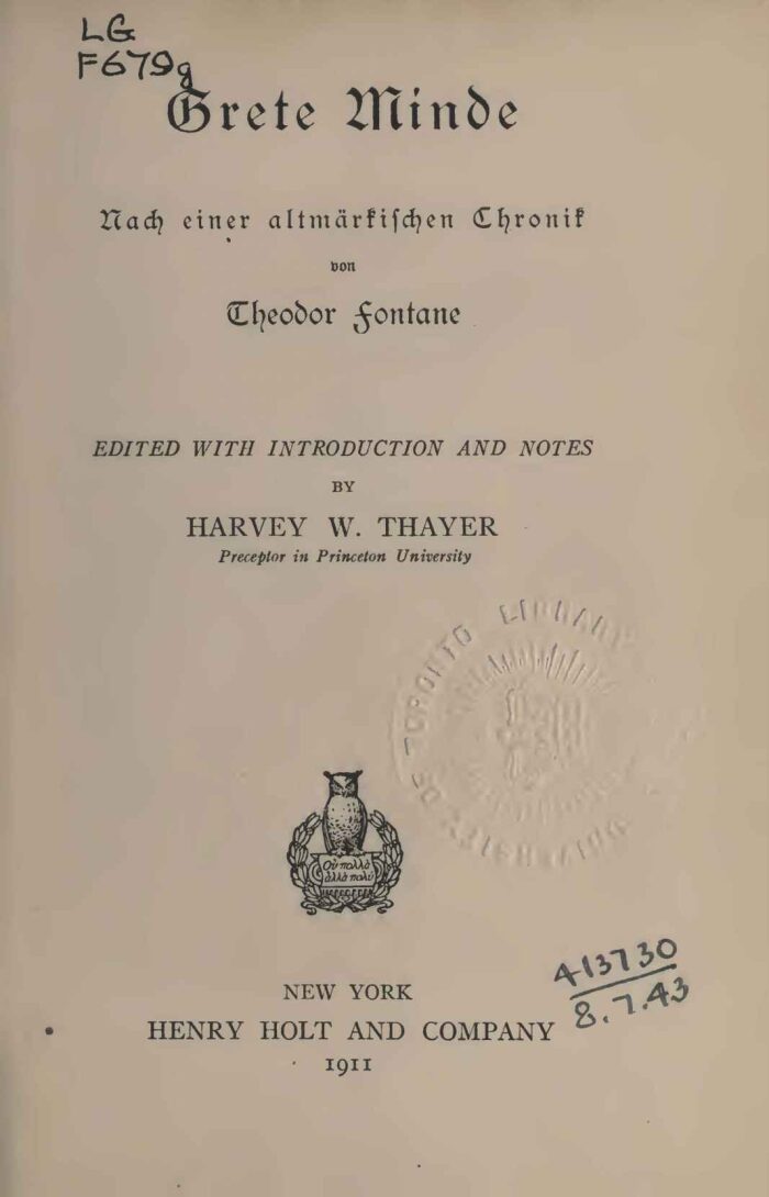 Grete Minde 1911 Original-Scan English Introduction-German Content