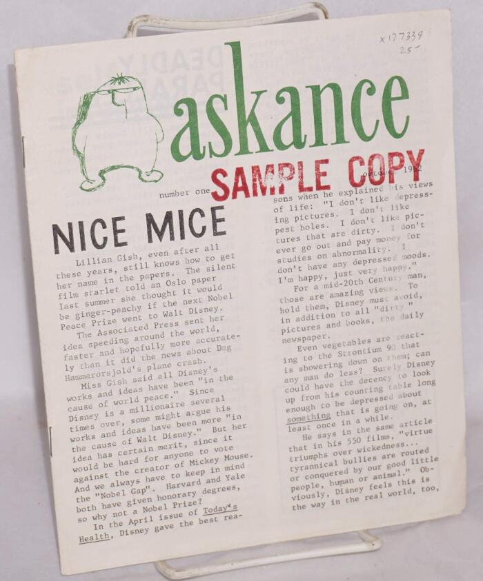 Askance, no. 1, October, 1962