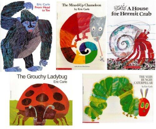 5 Books: From Head to Toe; The Mixed-Up Chameleon; A House for Hermit Crab; The Grouchy Ladybug; The Very Hungry Caterpillar