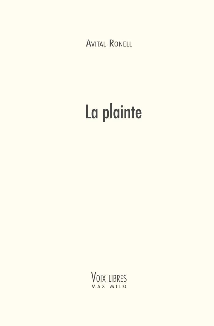 La plainte: Voix Libres