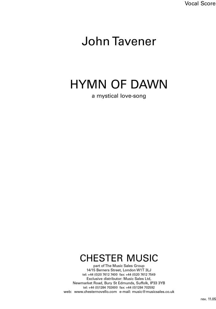JOHN TAVENER: HYMN OF DAWN