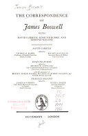 The Correspondence of James Boswell with David Garrick, Edmund Burke, and Edmond Malone