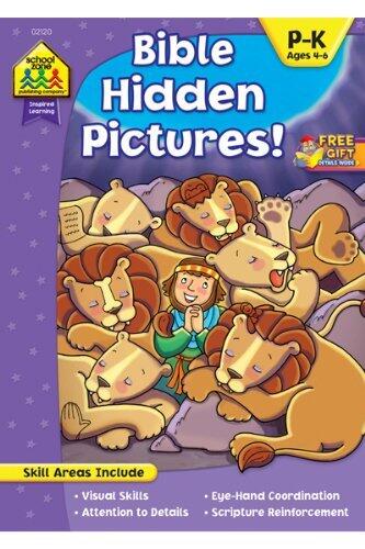 School Zone Bible Hidden Pictures! Workbook: 32 Pages, Preschool, Kindergarten, Christian Scripture, Old & New Testament, Search & Find, Picture Puzzles, Ages 4 to 6