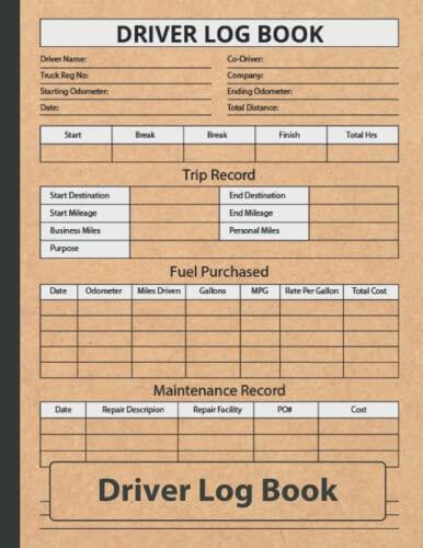 Driver Log Book: Log Book for Truck Drivers, Daily Driver Log Book to Record Vehicle Details, Trips and Mileage Log, Fuel & Maintenance Expenses | ... Mileage Log Book | 110 Pages 8.5 X 11 Inches