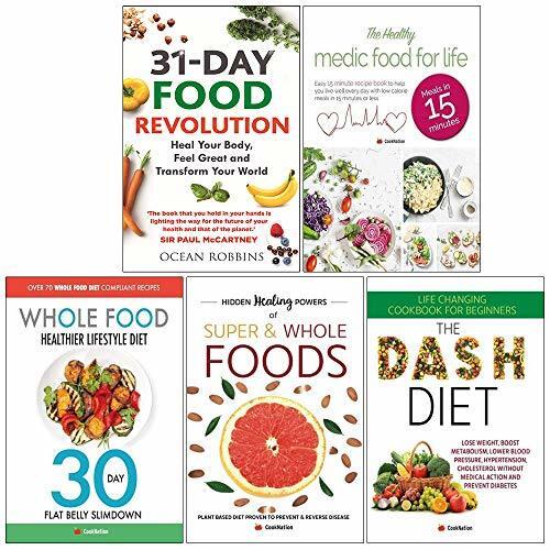 31 day food revolution, medic food for life, whole food healthier lifestyle diet, hidden healing powers, dash diet 5 books collection set