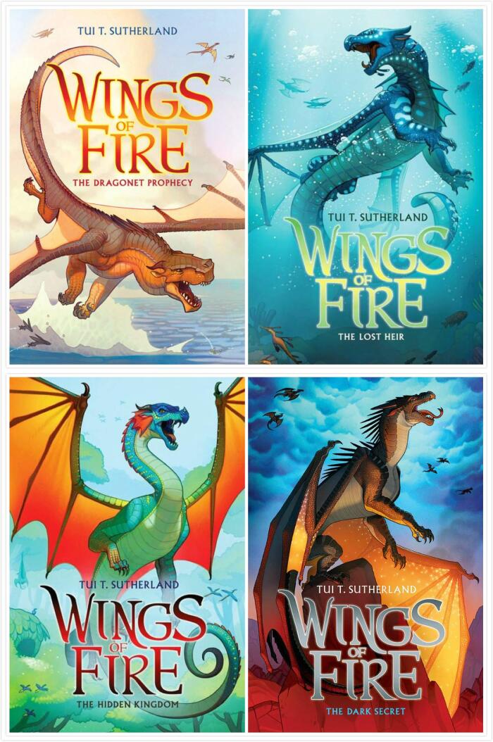 NEW! Wings of Fire 4 Books Set (Books 1-4): The Dragonet Prophecy, The Lost Heir, The Hidden Kingdom, The Dark Secret