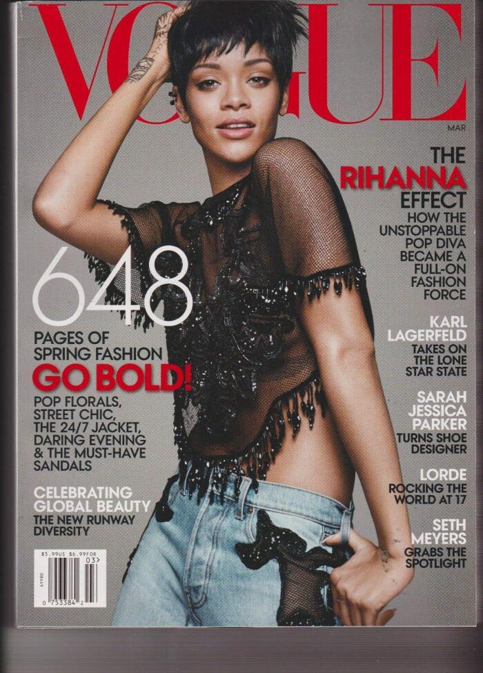 VOGUE MAGAZINE MARCH 2014, RIHANNA, LORDE, KARL LAGERFELD, SETH MEYERS.