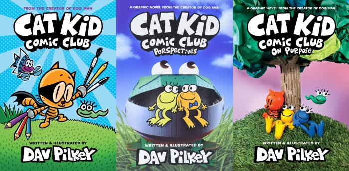 By Dav Pilkey Cat Kid Comic Club Series (Cat Kid Comic Club # 1 -3) A Graphic Novel 3 Books Collection Set