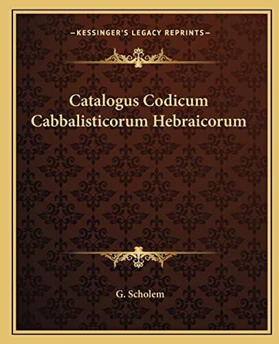 Catalogus Codicum Cabbalisticorum Hebraicorum