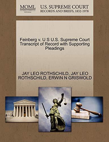 Feinberg v. U S U.S. Supreme Court Transcript of Record with Supporting Pleadings