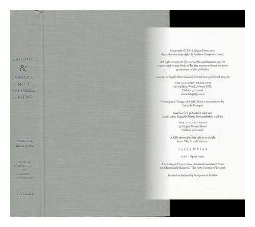 Cadenus and Swift's Most Valuable Friend: Two Books on Jonathan Swift