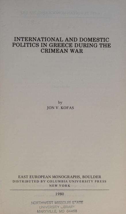 International and Domestic Politics in Greece During the Crimean War