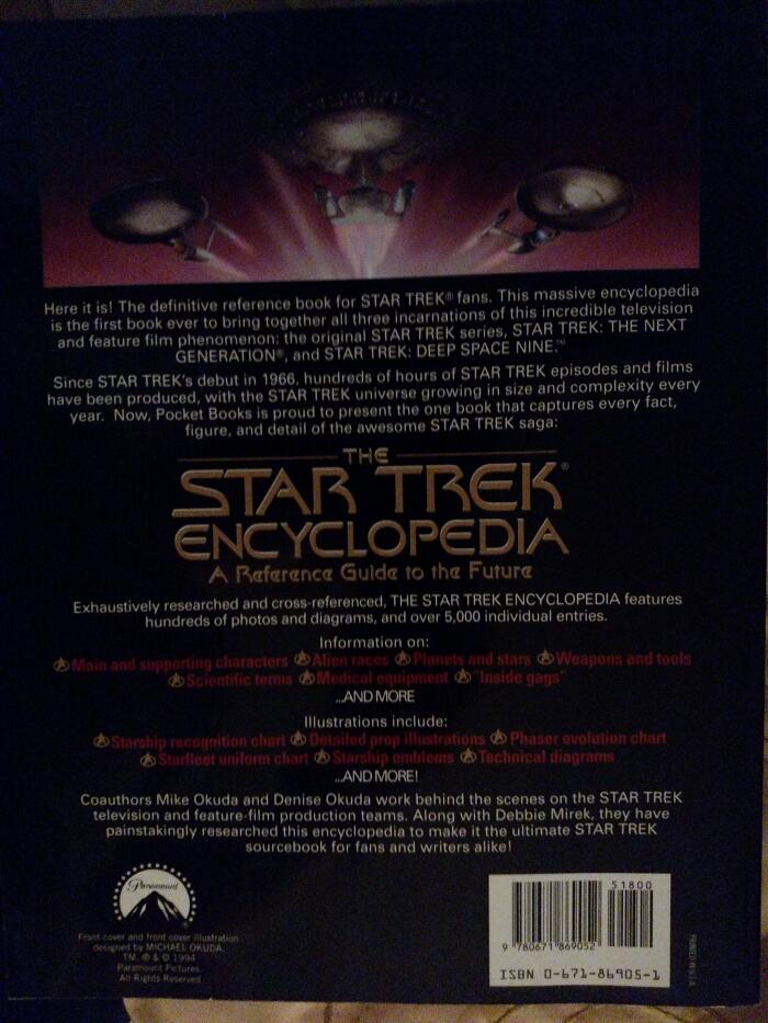 The Star Trek Encyclopedia: A Reference Guide to the Future (1994 Paperback)