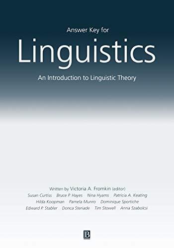 Answer Key for Linguistics: An Introduction to Linguistic Theory