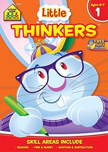 School Zone Little Thinkers First Grade Workbook: 32 Pages, 1st Grade, Rhyming Words, Math, Logic, Reading, Vocabulary, Phonics, Ages 6 to 7