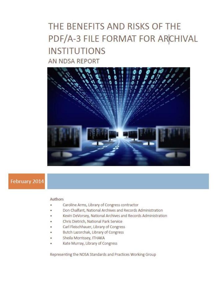 The Benefits and Risks of the PDF/A File Format for Archival Institutions - An NDSA Report
