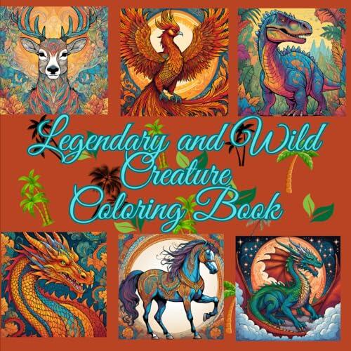 Legendary And Wild Creature Coloring Book: 8.5" x 8.5",100 Pages, 50 intricate illustrations designed for age 6 to adult. For fantasy enthusiasts, nature lovers