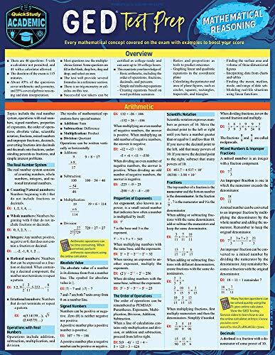 GED Test Prep (Mathematical Reasoning): A Quickstudy Laminated Reference Guide