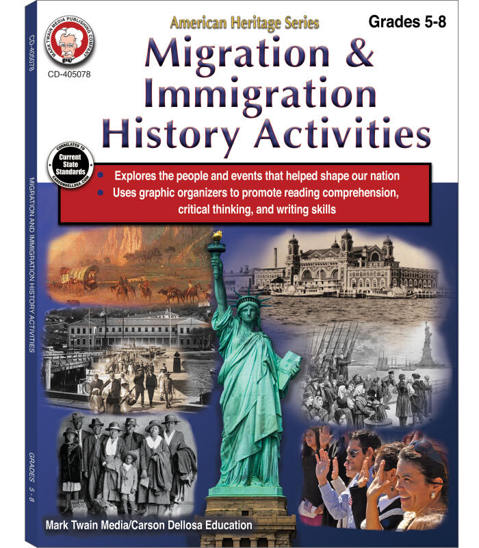 Migration & Immigration History Activities Workbook, American History 5th Grade Workbooks and Up, Major Migration & Immigration Events, and US ... or Homeschool Curriculum