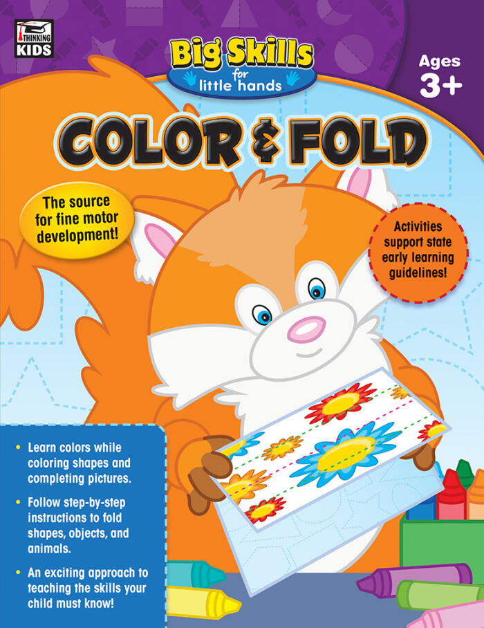 Carson Dellosa Big Skills for Little Hands Coloring Book, Preschool Workbook With Animals, Colors and Shapes Recognition, Folding Activities, and More for Toddlers Age 3-5