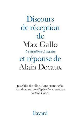Discours de réception à l'Académie française (LITT.GENE.)